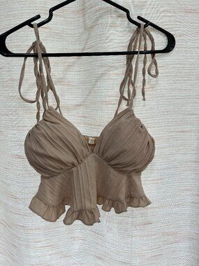Women's Tan Small Crop Top Ideal (123)